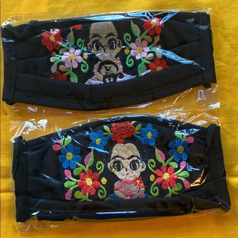 Triple layer Reusable embroide face mask F…